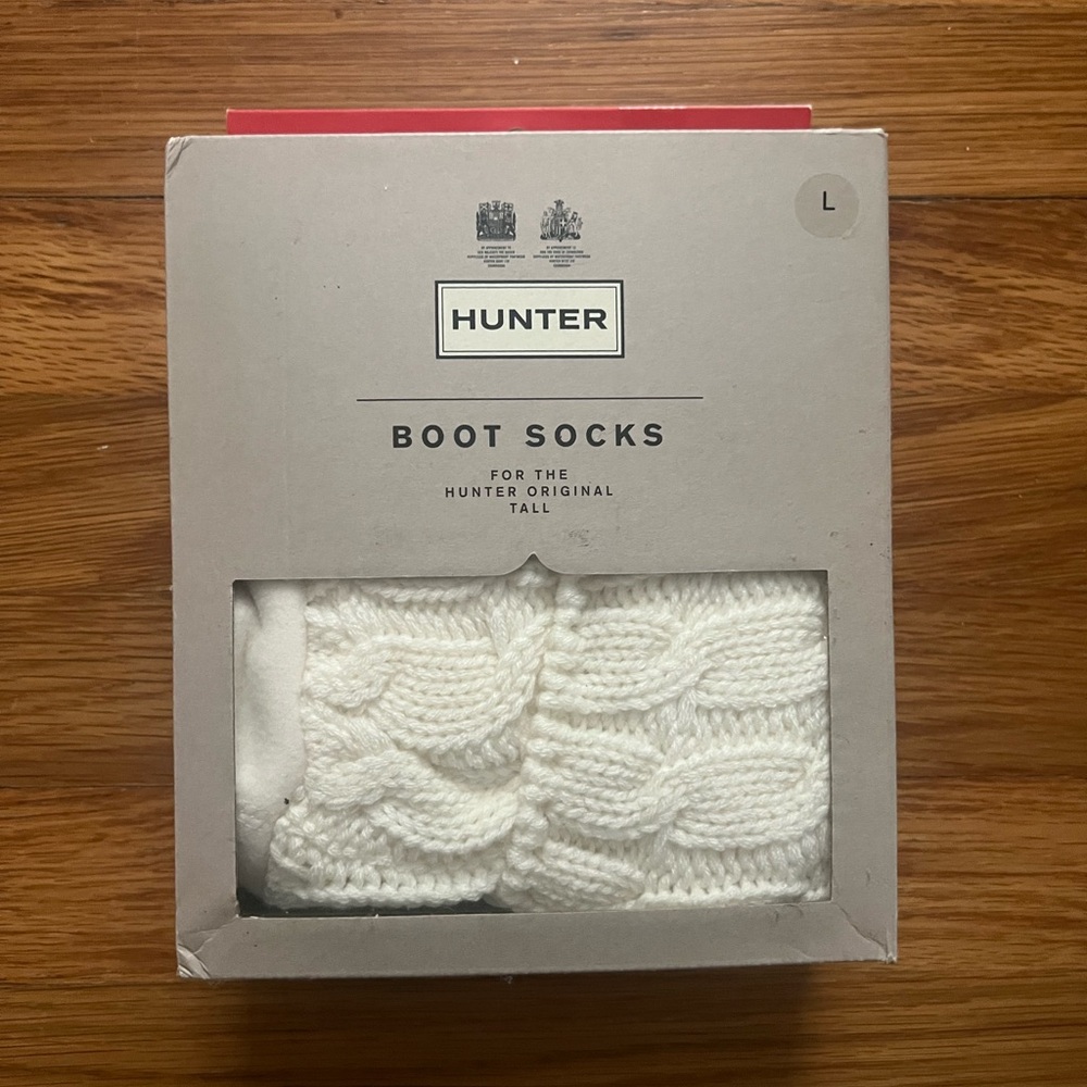 Hunter White Boot Socks Thick Cable Knit Hosiery